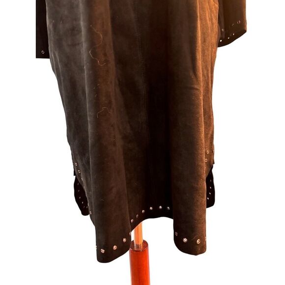 Velvet by Graham & Spencer Shift Dress Black Faux Suede Grommet Detail Pockets M - Picture 3 of 11